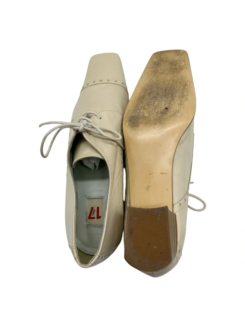 Vintage Görtz 17 Y2K Square Toe Beige Leather Size 40 ca 9 in US